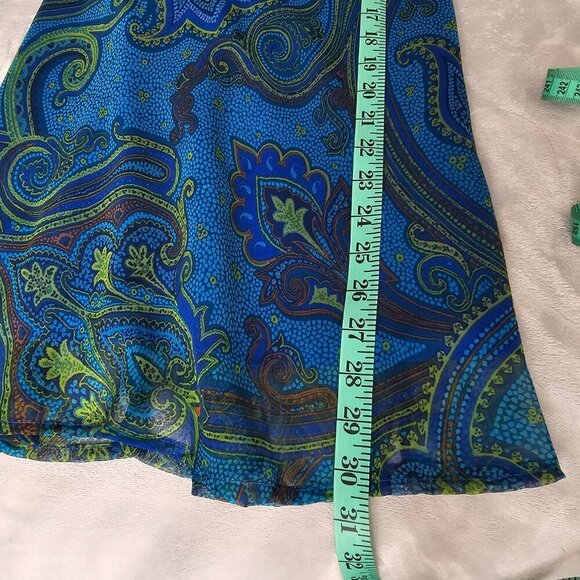 Women's Green/Blue Paisley Print Summer Dress By City Triangles, Size 7 - Picture 15 of 15